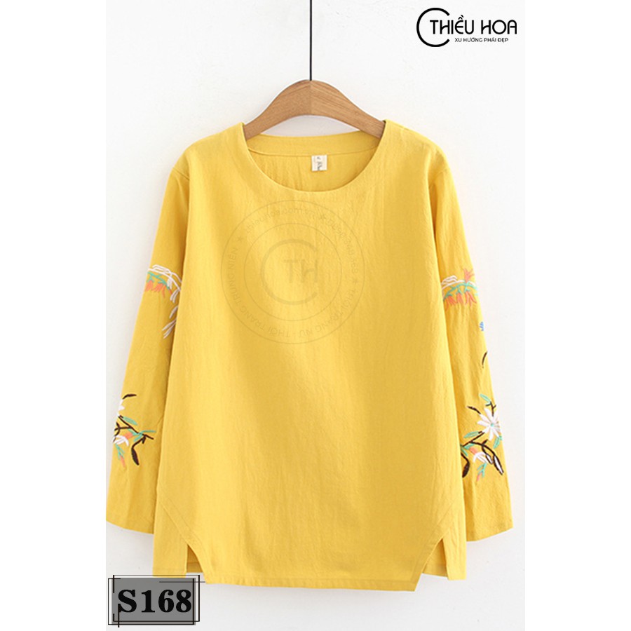 Áo Nữ Trung Niên Linen Tay Thêu Thiều Hoa S168
