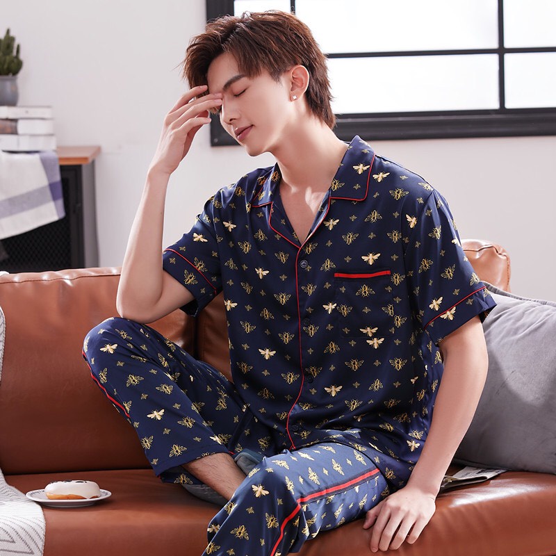 NG9311 Bộ pyjama nam/nữ lụa xuân hè ngắn tay hàng nhập