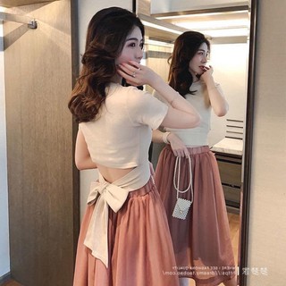 Set váy áo thắt nơ eo