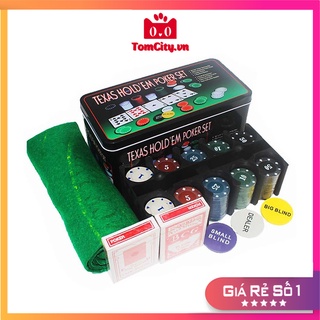 [Video] Bộ phỉnh poker 200 chíp có số + thảm chơi hộp sắt cao cấp - hàng loại 1
