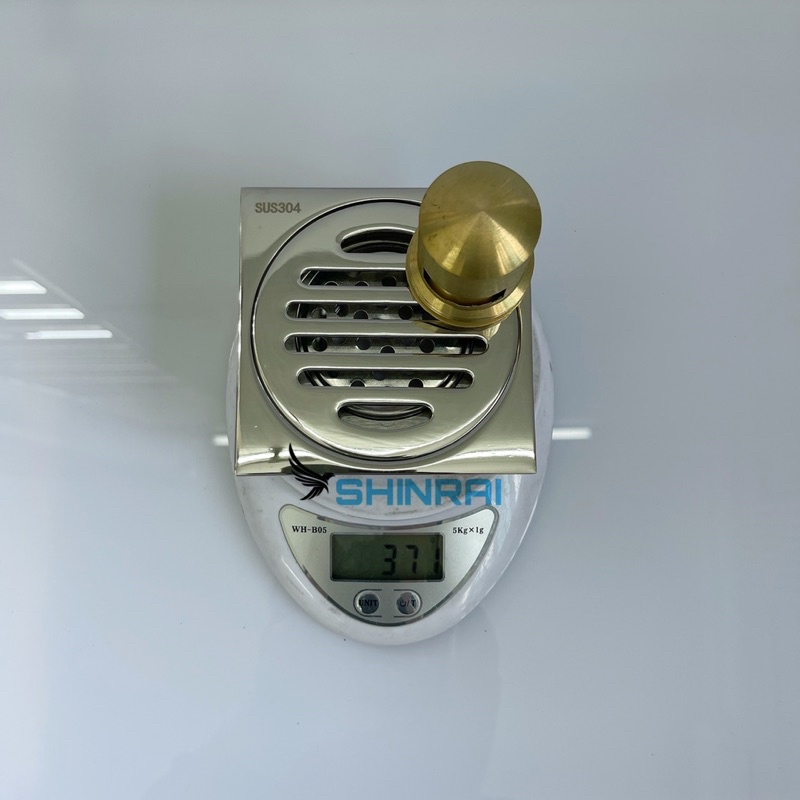 ( Phân Phối Sỉ ) Ga Thoát Sàn , Phễu Thu Sàn Nhà Tắm Nguyên Khối Inox Chống Mùi hôi SHINRAI Mặt Kẻ Đáy Dài 400g