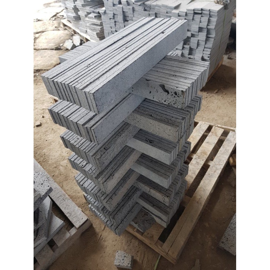 Đá ốp tường ong xám tự nhiên(bazan) 10x60x2cm
