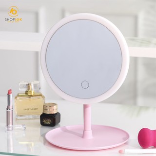 Gương trang điểm để bàn có đèn led cảm ứng gương tròn để bàn có đèn led cảm ứng cao cấp