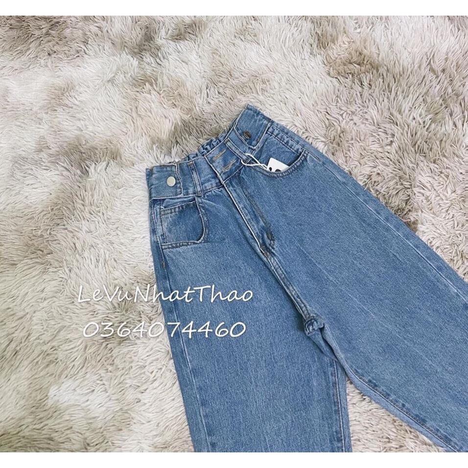 Quần jean nữ lưng cao ống suông, cắt gối,chất vải denim dày dặn, mềm, mang thoái mái,quần jeans Q_boutique xịn