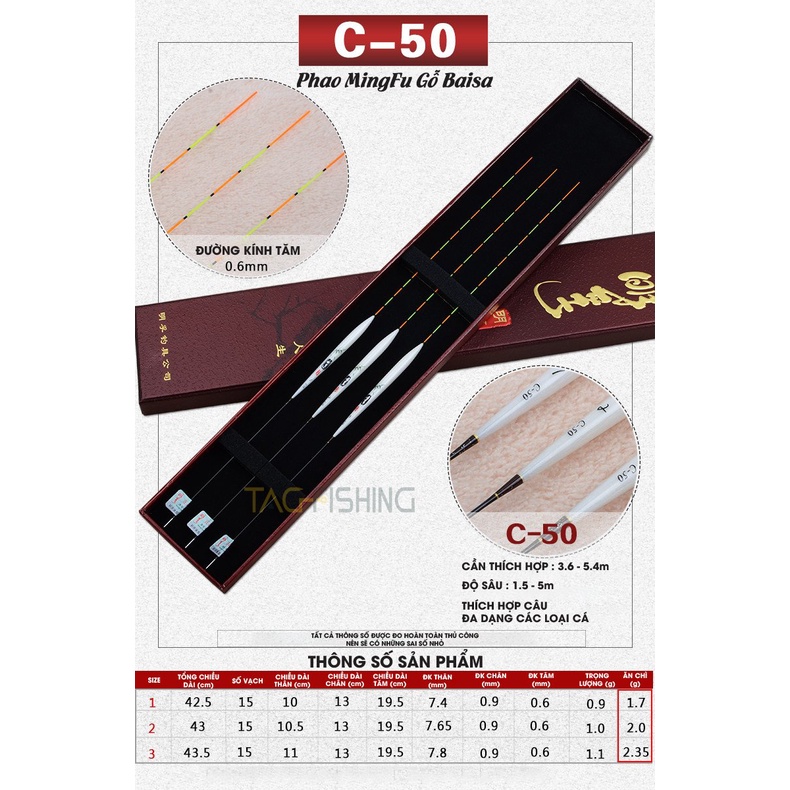 Phao Câu Đơn Đài - MingFu Gỗ Baisa C50