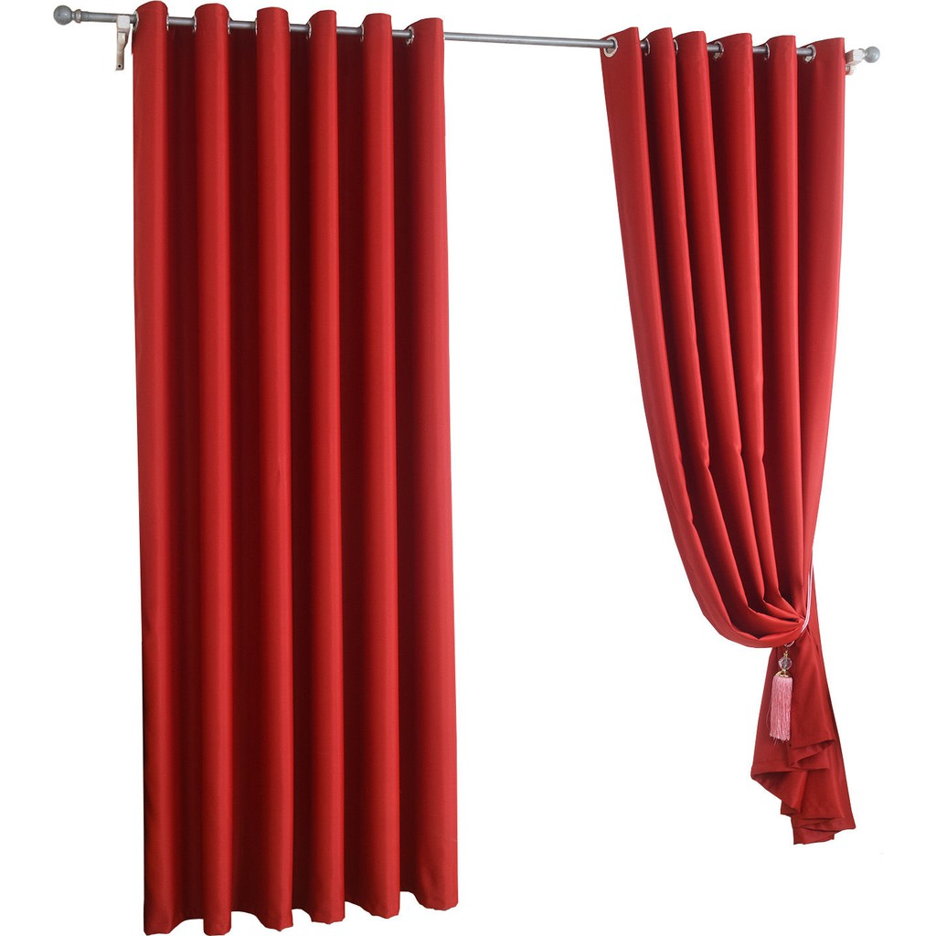 Rèm lớn màu đỏ che nắng phòng cưới đám phông nền vải ngủ đơn giản và hiện đại thành phẩm <