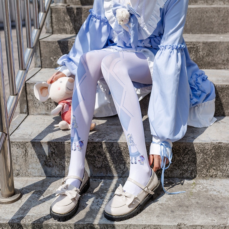 Quần tất in hình mèo/thỏ phong cách Lolita dễ thương cho bé gái