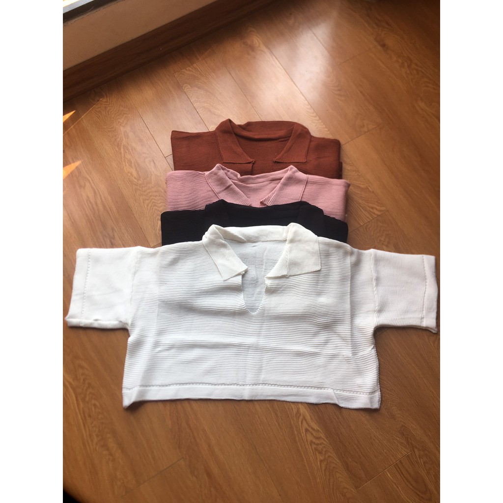 Áo Croptop Len Dáng Rộng Cổ V Phong Cách Trẻ Trung Sành Điệu