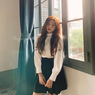 |Ảnh thật| Set áo croptop viền ren và chân váy xếp ly - by SugarG