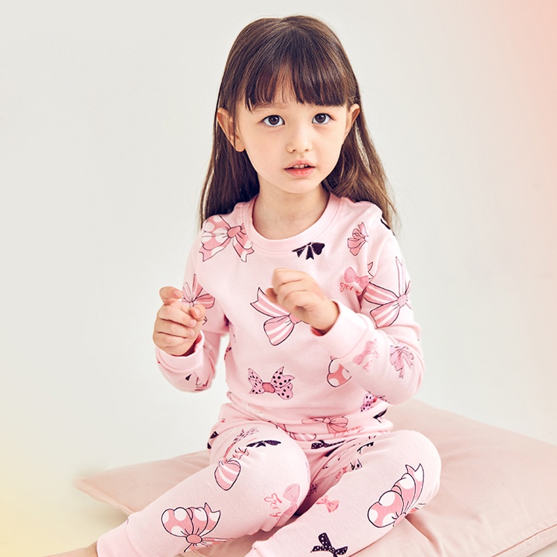 Đồ bộ quần áo dài tay dáng ôm cotton mùa thu đông cho bé gái Unifriend Hàn Quốc U2022-15. Size 3, 4, 5, 6, 7, 8, 10 tuổi
