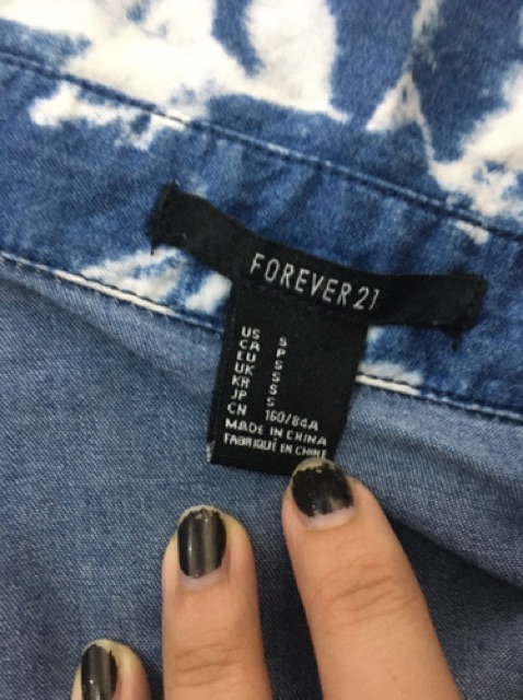 áo sơmi jeans hiệu forever 21,used size s