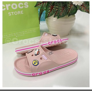 Combo Dép Lê  CrossS LIDE Hồng + 8Jibbitz/Sticker Cực Xinh