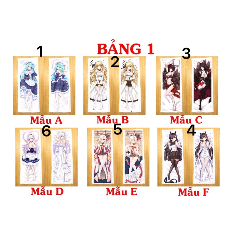 Gối ôm dài GAME AzurLane 2 mặt ảnh 40cm x 1m/ Gối ngủ Azur Lane