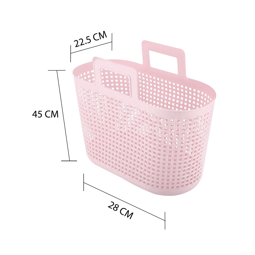 HomeBase DKW Giỏ đựng quần áo bằng nhựa HH-1099 PK Thái Lan W45xH28xD22,5cm màu hồng