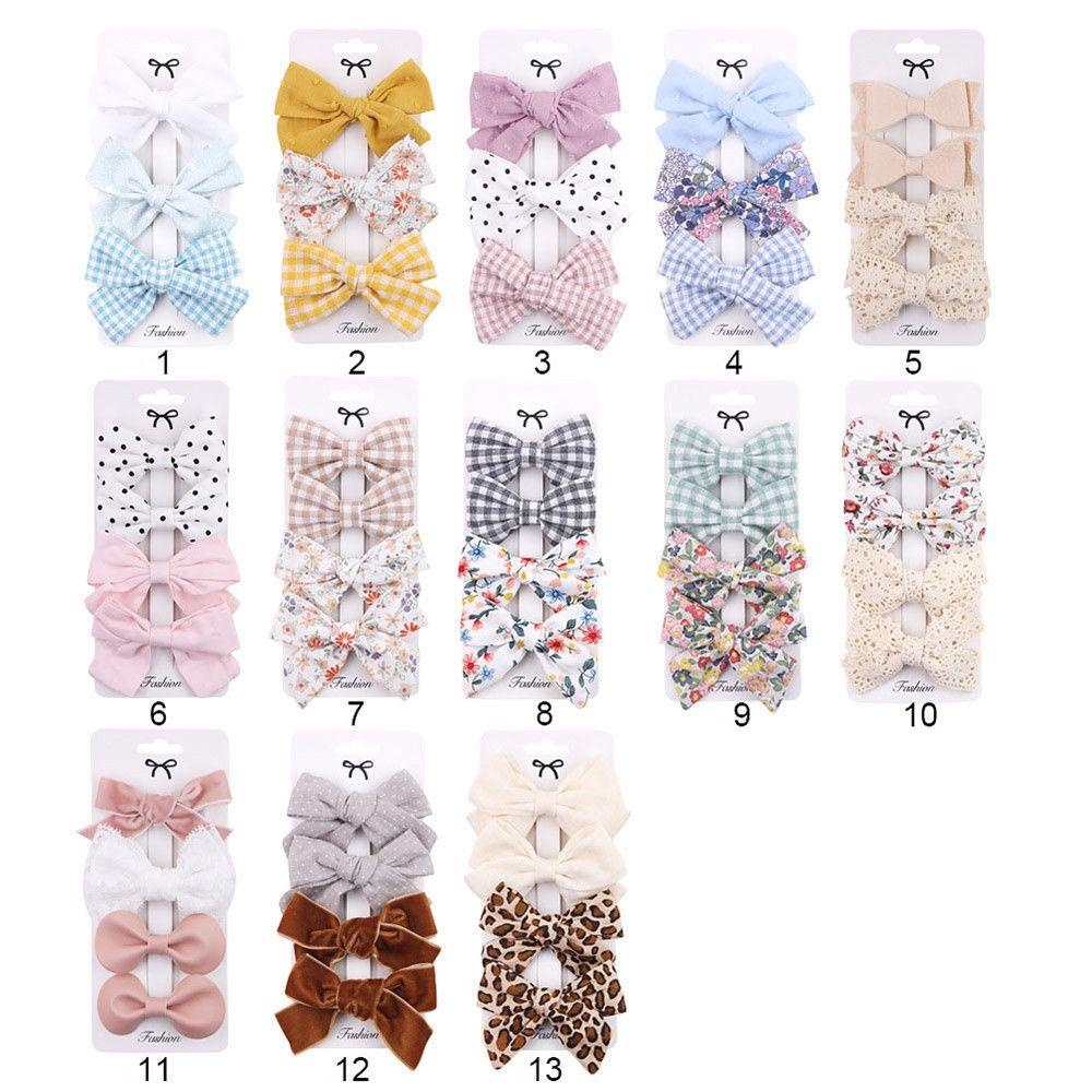 CACTU Set 4 Kẹp Tóc Nơ Họa Tiết Dễ Thương Cho Bé Gái