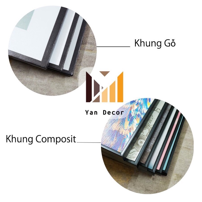 Tranh treo tường bộ 3 bức khung composite