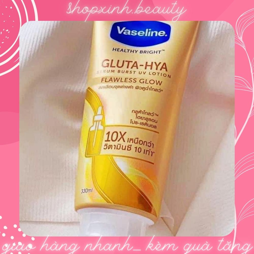 Sữa Dưỡng Thể Trắng Sáng Da, Chống Nắng Vaseline Healthy Bright Gluta HYA Serum 10x 330ml Thái Lan