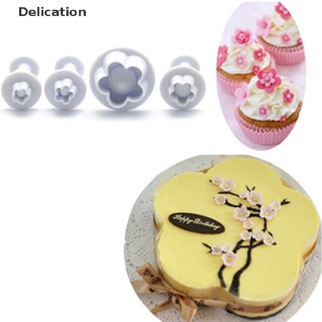 Bộ 4 Dụng Cụ Trang Trí Bánh Kem Hình Hoa Mận Xinh Xắn