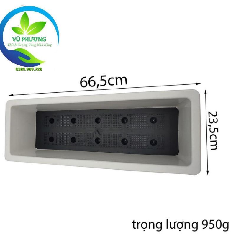 SALE SỐC !!!Chậu Nhựa Chữ Nhật Trồng Rau + Hoa Thông Minh Kt dài 67cmx rong 23.5x cao 16cm