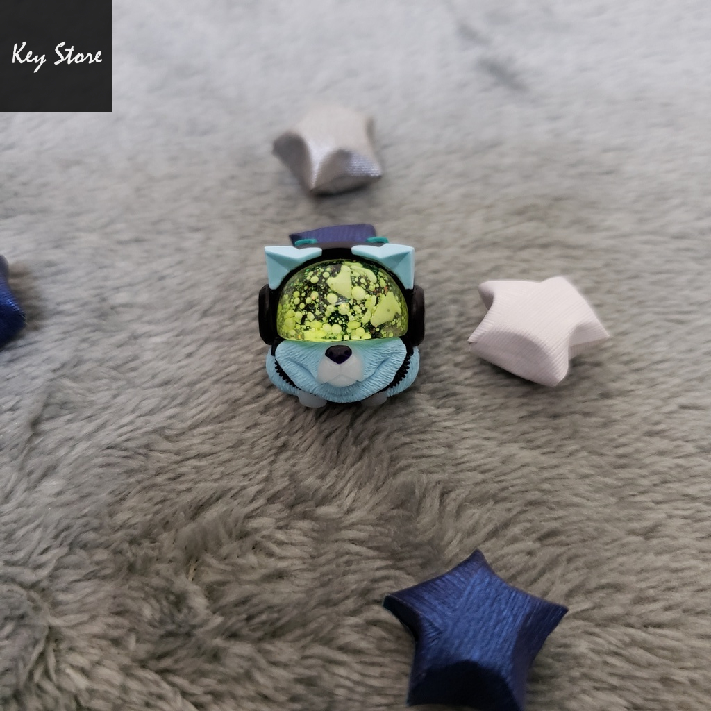 Nút bàn phím cơ artisan keycap sirius màu xanh tím kính phản quang