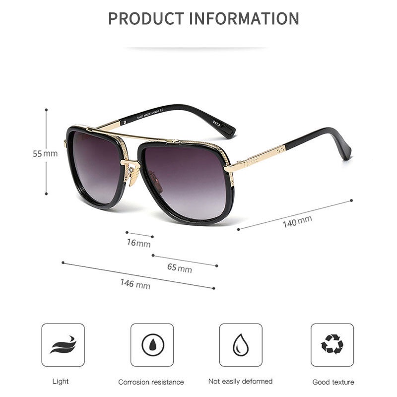 Kính Mát Gọng Kim Loại Tròng HD Thiết Kế Đơn Giản Thời Trang