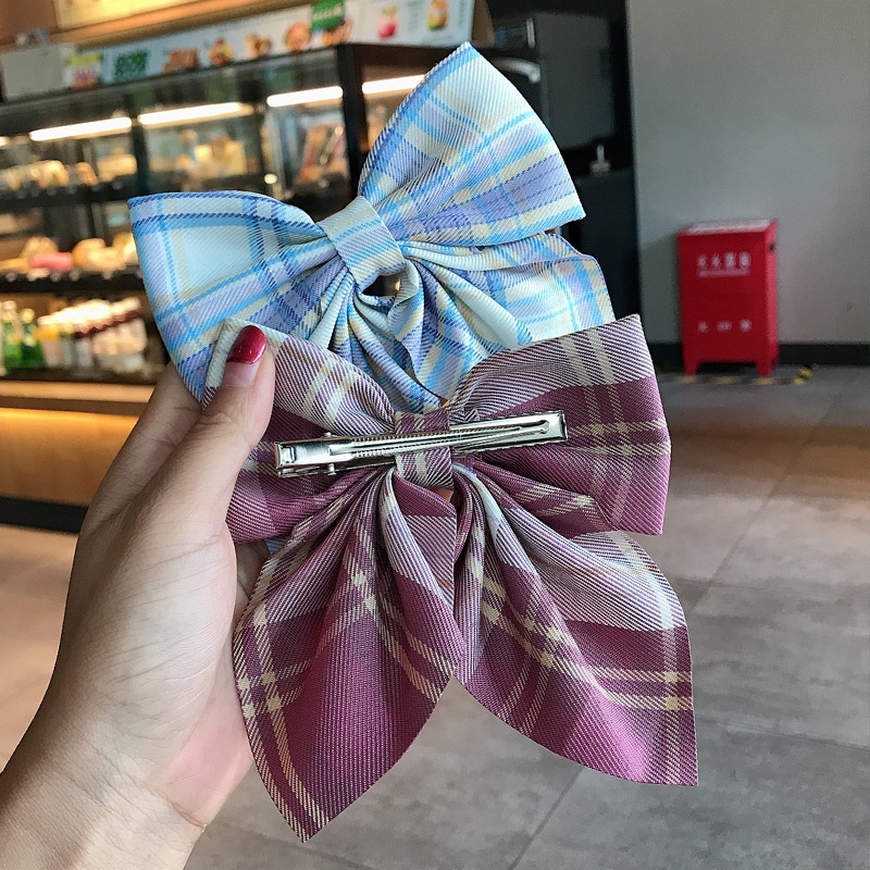 Kẹp Tóc Hình Nơ Họa Tiết Sọc Caro Ngọt Ngào Phong Cách Lolita Nhật Bản Cho Nữ