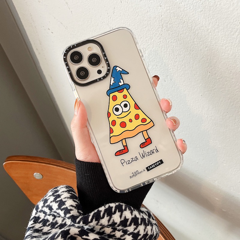 Casetify Ốp Điện Thoại Mềm Trong Suốt Hình Burgerman Pizza Cho iPhone 15 14 13 12 11 Pro Max Mini X XS XR 6 6s 7 8 Plus