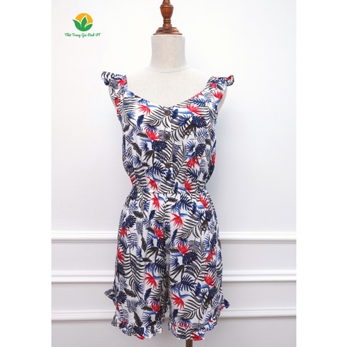Bộ jumpsuit đồ bay nữ Việt Thắng chất lanh mặc đi biển mùa hè B02.2111