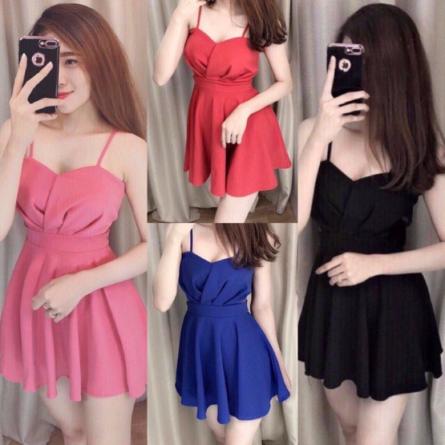 Đầm xoè 2 dây có lót quần trong _ kèm ảnh sp thật