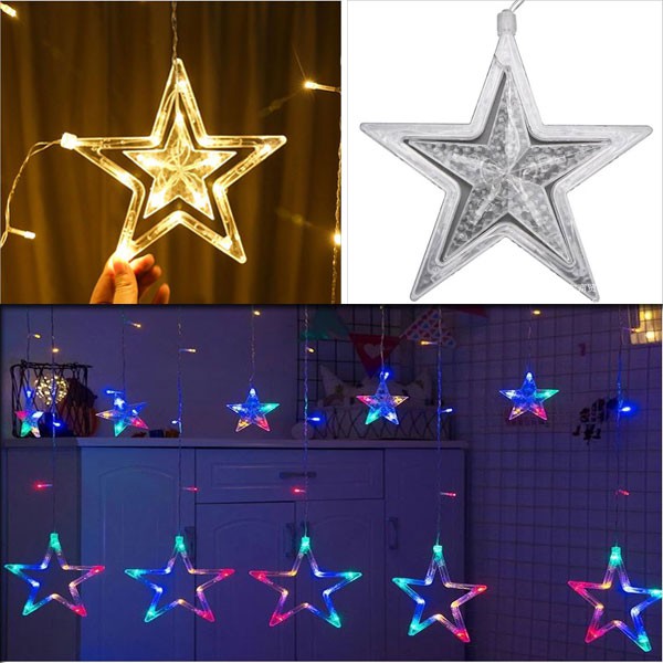 Bộ Dây Đèn Led Trang Trí Kiểu Dáng 10 Ngôi Sao Lớn Nhỏ Màu Trang Trí Noel, Lễ , Tết , Party