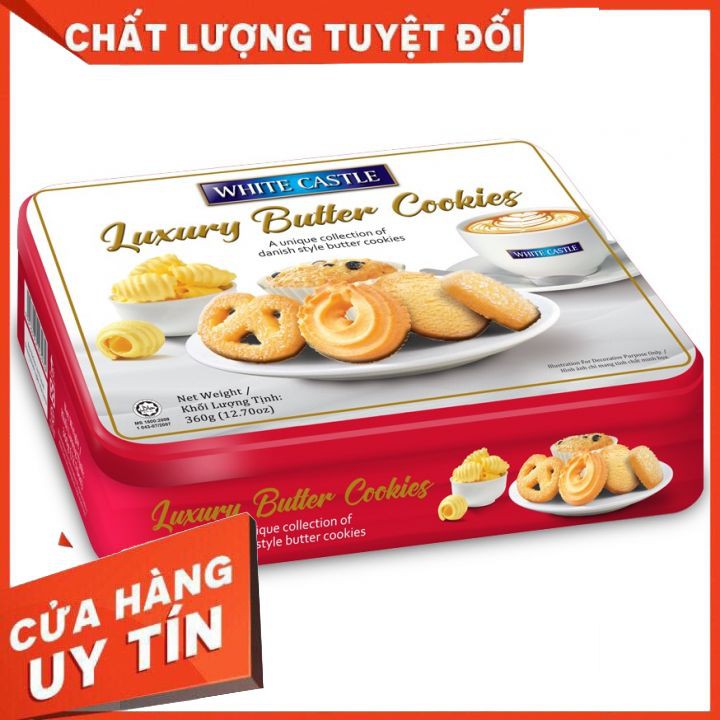 BÁNH WHITE CASTLE LUXURY BUTTER COOKIES HỘP THIẾC 360G -Flash Sale-  Ăn LÀ Ghiền