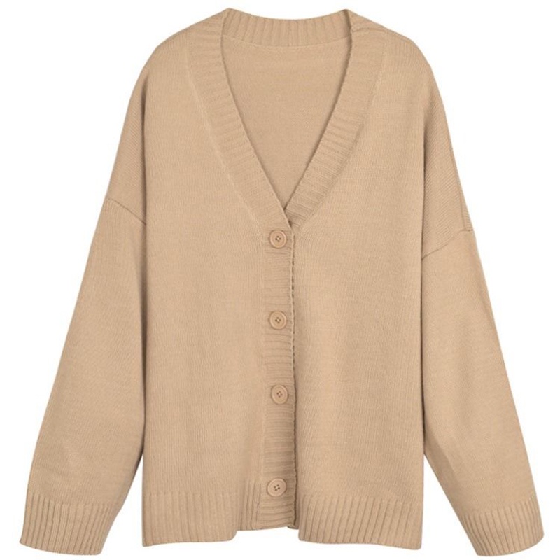 Áo Khoác cardigan Dệt Kim Dáng Rộng Cài Nút Màu Sắc Đơn Giản Phong Cách Hàn Quốc