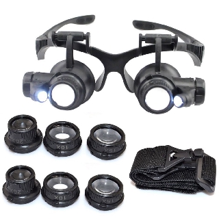 Kính lúp đeo mắt khoảng cách xem vật 5mm-15mm phóng to vật 10x 15x 20x 25x