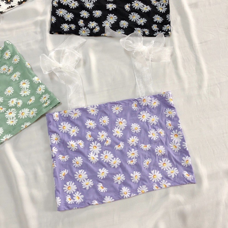 áo hai dây ruy băng hoa cúc thời trang