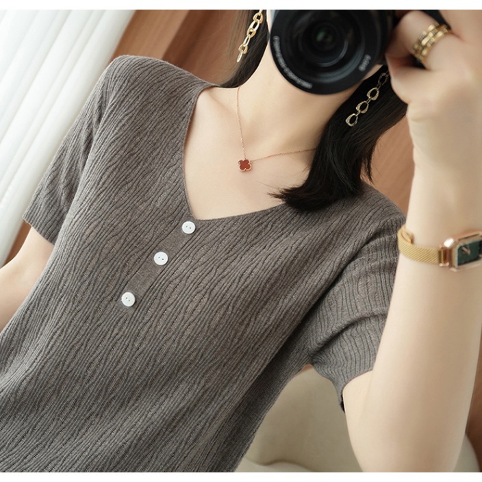 Áo Thun Lụa Lạnh Tay Ngắn Dáng Rộng Plus Size Thời Trang Dành Cho Nữ