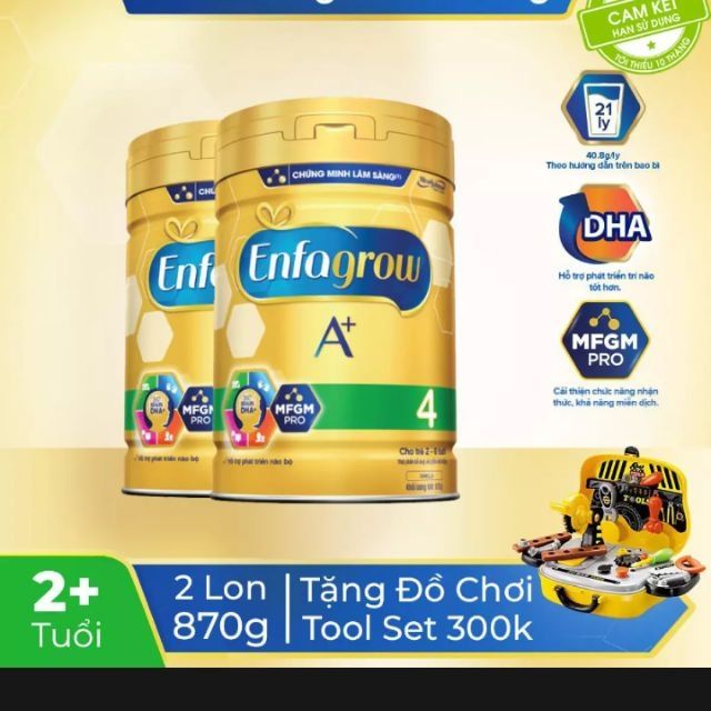 Bộ 2 lon sữa Enfagrow A+ số 4 870g tặng đồ chơi ngẫu nhiên