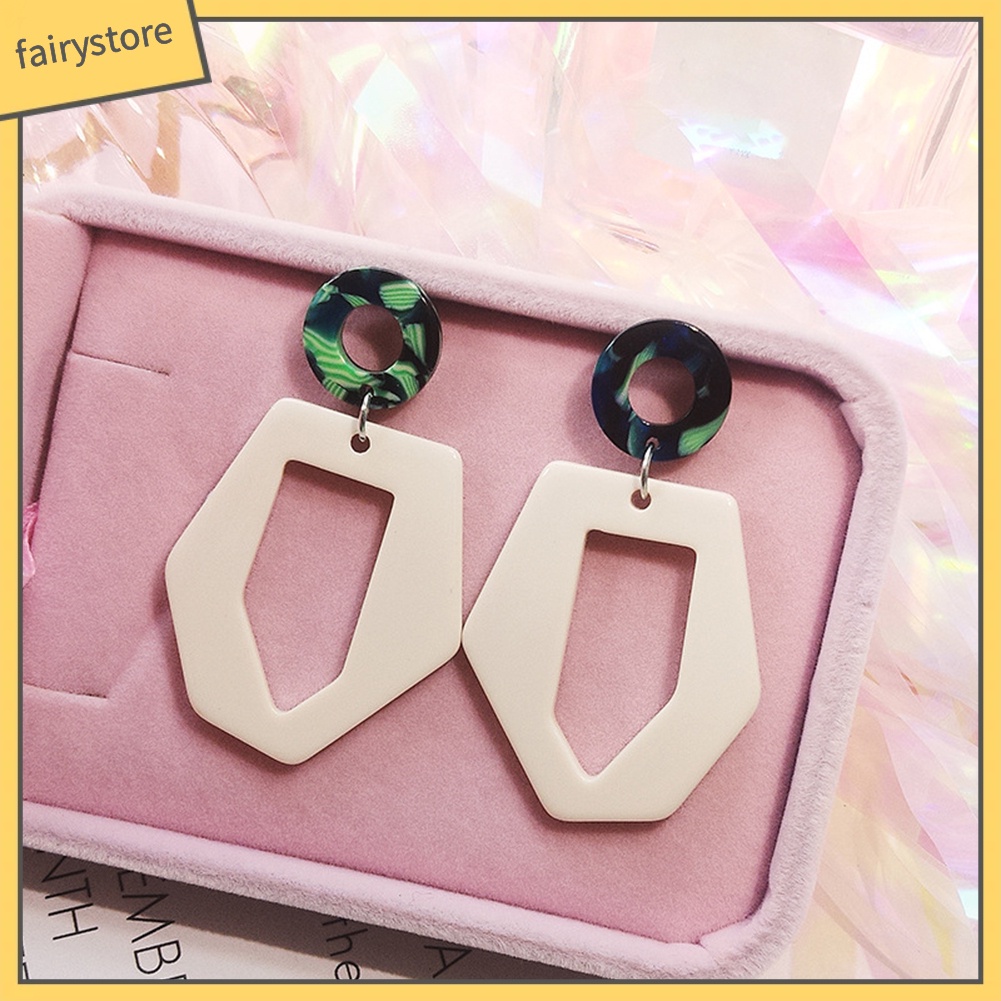 Đôi bông tai kiểu lục giác thời trang bắt mắt cho nữ