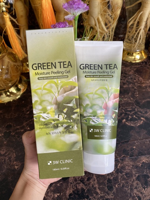 Gel Tẩy Tế Bào Chết 3W Clinic Green Tea Moisture Peeling Gel 180ml