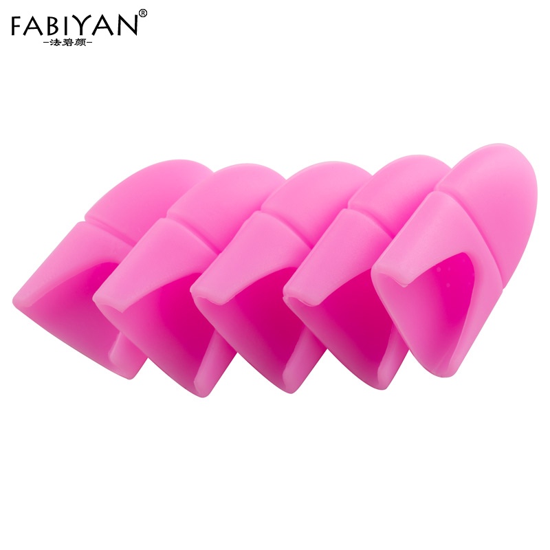 Bộ 5 nắp ủ móng tay Fabiyan tẩy làm sạch màu sơn gel UV bằng silicon chất lượng cao