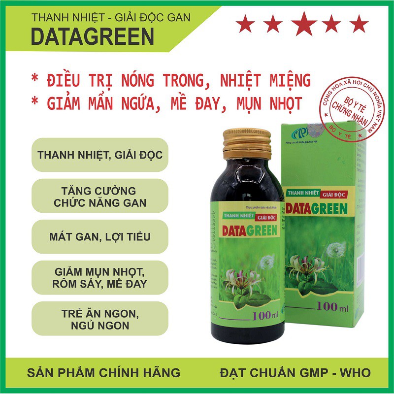 Thanh nhiệt, Giải độc gan cho bé Data Green - Giảm các triệu chứng nóng trong, nóng gan: mẩn ngứa, rôm sảy, nổi mề đay