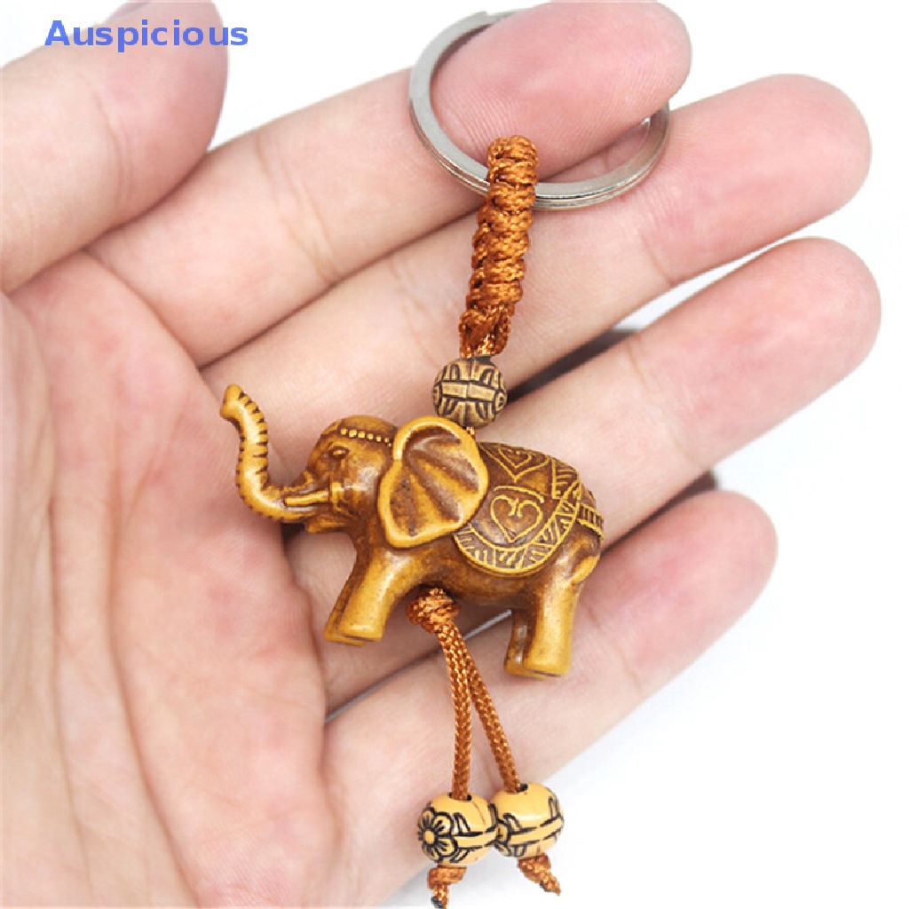 Móc Khóa Hình Chú Voi May Mắn Chạm Khắc Tinh Tế