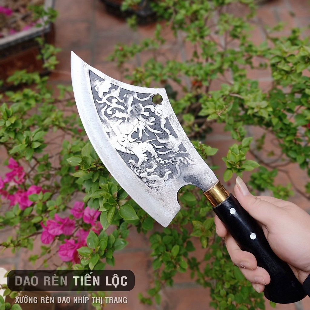 Combo 2 Dao Chặt Thép Nhíp Ô Tô Cao Cấp - Dập Vân 2 Mặt