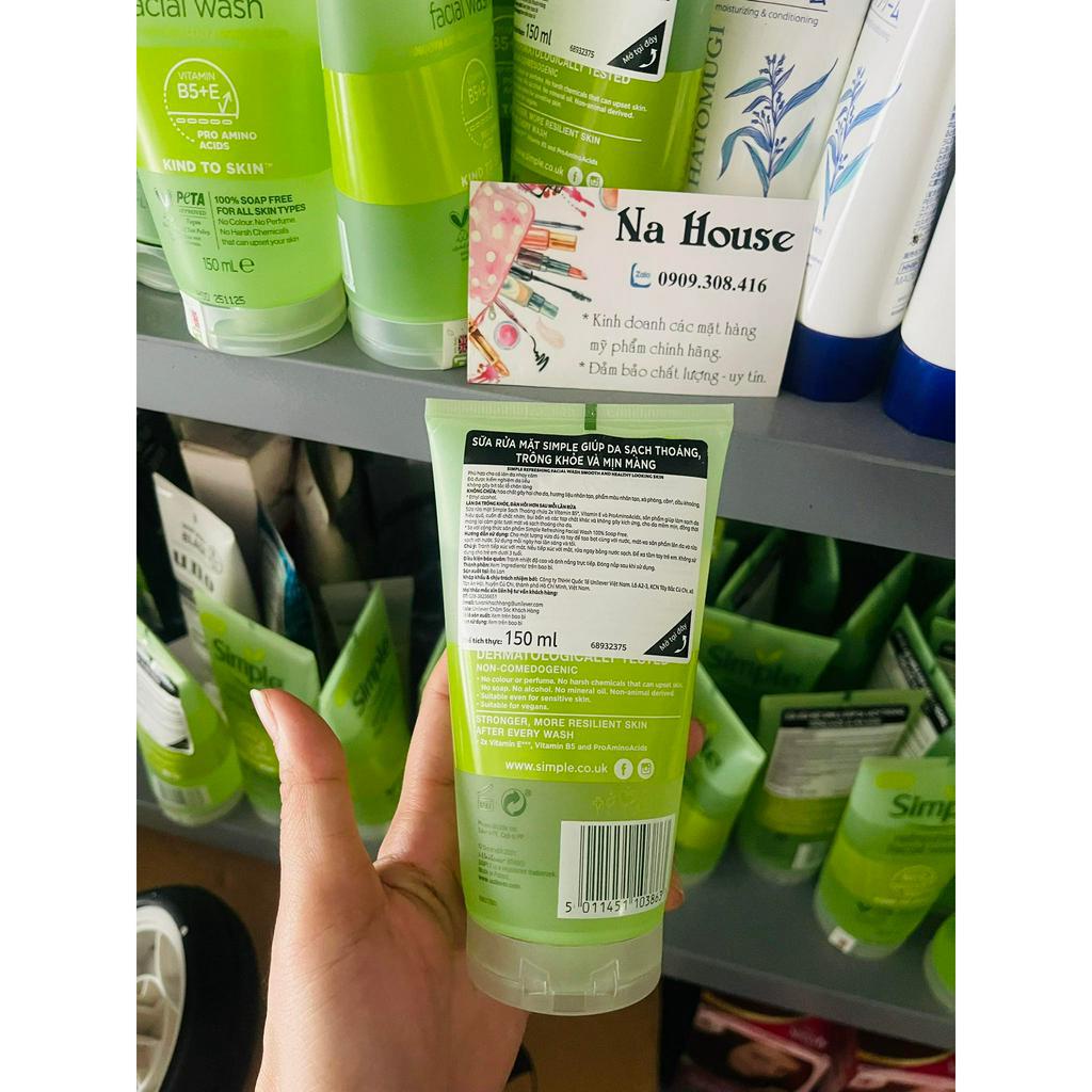 Sữa Rửa Mặt Simple Giúp Da Sạch Thoáng 150ml