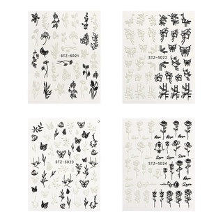 HABELYI Giấy Decal Họa Tiết Nổi Dán Móng Nghệ Thuật