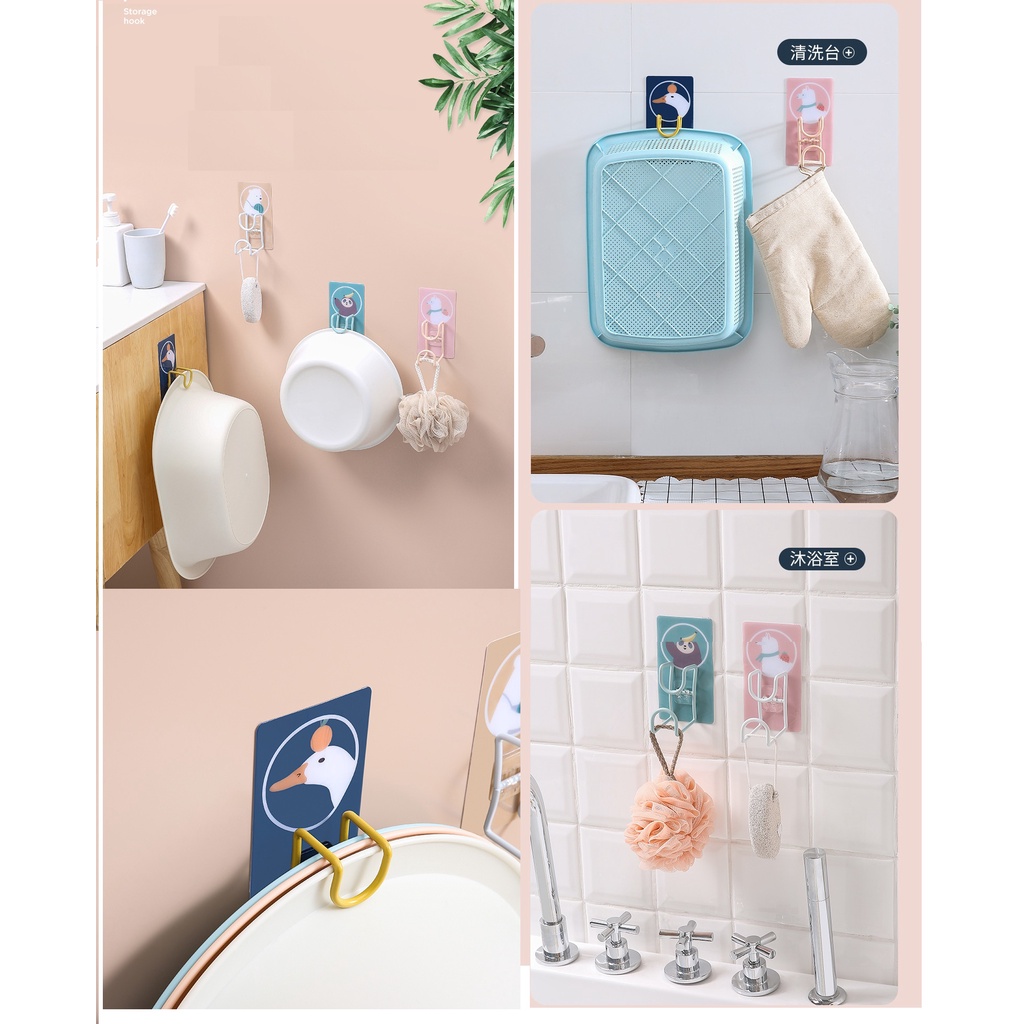 Móc Treo Thau Chậu, Móc Treo Đa Năng In Hình Dán Tường Tiện Lợi