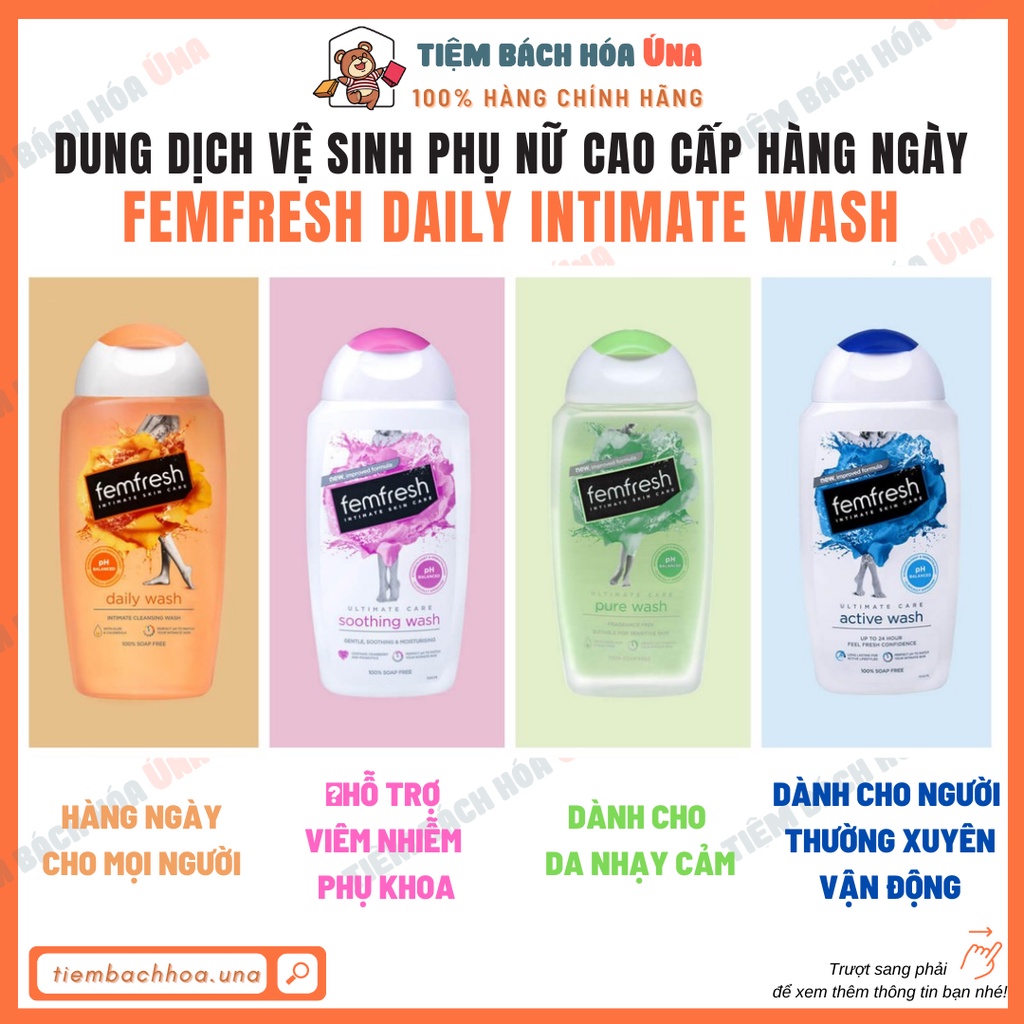 Dung dịch vệ sinh phụ nữ cao cấp hàng ngày Femfresh Daily Intimate Wash 250ml, 150ml tiembachhoauna