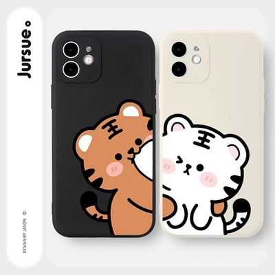 Ốp điện thoại JURSUE mềm hoạt hình cặp đôi thích hợp cho iPhone 16 15 14 13 12 11 Pro Max SE 2020 X XR XS ip 8 7 Plus Y1857