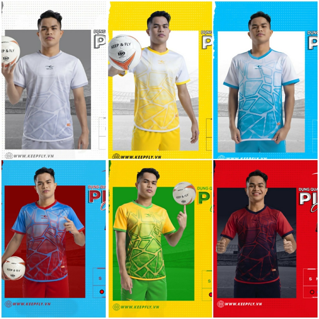 Quần áo bóng đá nam, đồ đá banh, áo đá bóng, áo KeepFly PICCO Xanh Vàng - Chất vải cao cấp, bền, thoáng