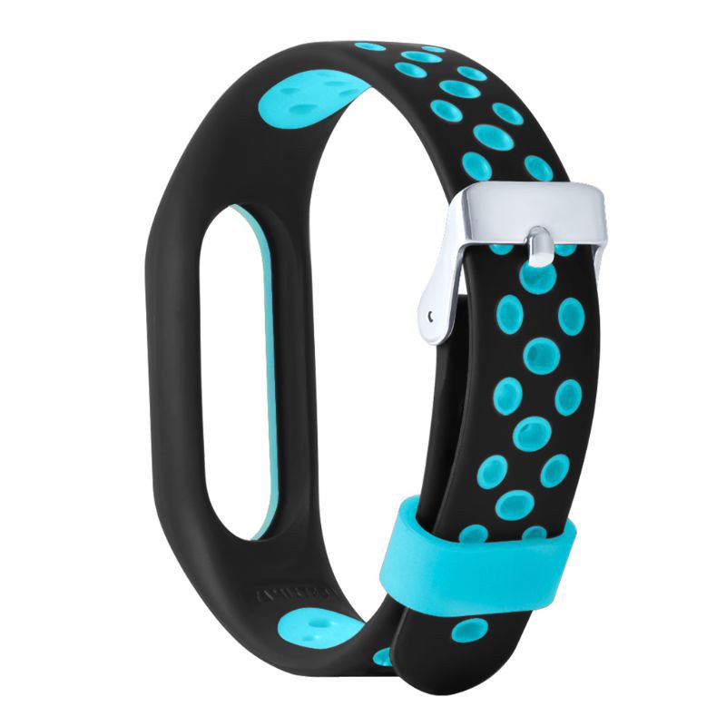 DOU Wrist Strap Bracelet Silicone Smart Wristband Ventilate Waterproof Metal Buckle Sport Replacement Accessories for Xiaomi Mi Band 2