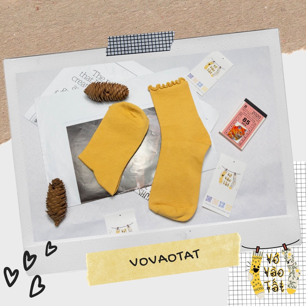 TẤT VỚ NỮ CỔ CAO BÈO NHÚN MÀU TRƠN ĐƠN GIẢN